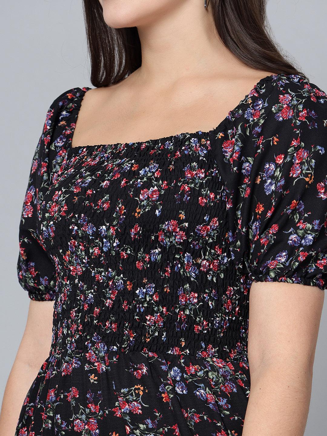 Bani Women Off-Shoulder Womens Floral Printed Dress Blue